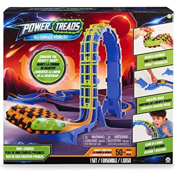 Power Treads Gravity Warp Pack Toy Car Track Includes 1 Vehicle and 50+ Pieces - Picture 1 of 7